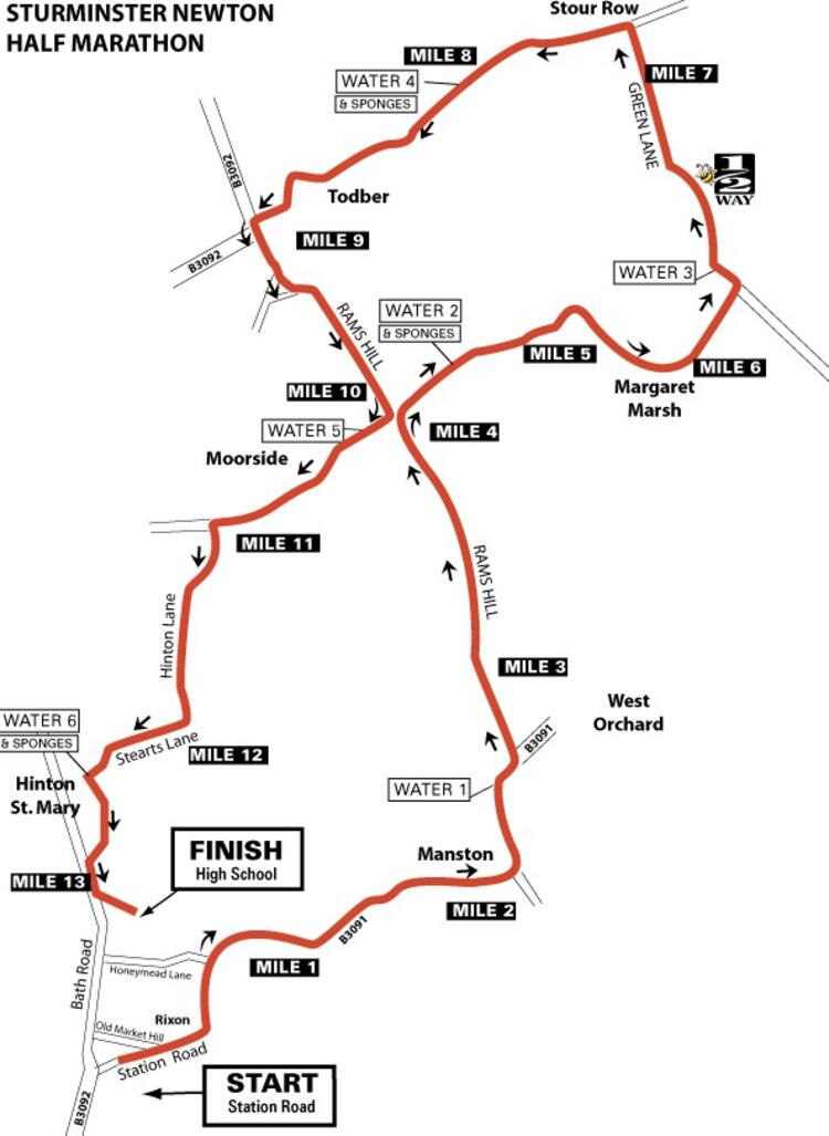 Sturminster Newton Half Marathon race route